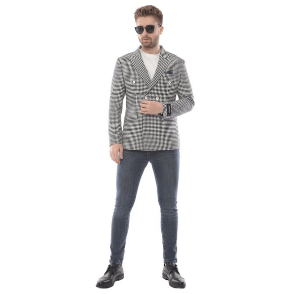 Double Breasted Jacket, Gingham Monochrome by Derman Suits - Picture 7 of 7